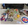 Image 1 : (SX) 3 Bags of Plastic Animals, Army Men, Slinky Sponge Bob Clock, Curling Game & TY Beanies & More!