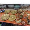 Image 3 : (SX) 40 Plus Brass Items, Wall Plates, Candle Holders, Teapot, S & P & Vase