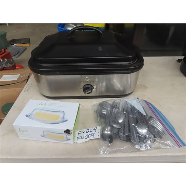 (FU) Bellacucina Cooker, New Butter Dish, Bag of Cutlery