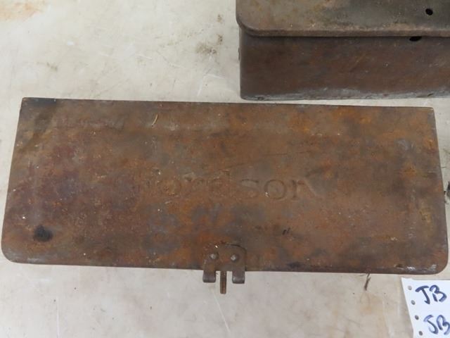 3 Implement Tool Boxes 1) Tin Fordson 1) Tin Massey Harris & 1) Cast ...