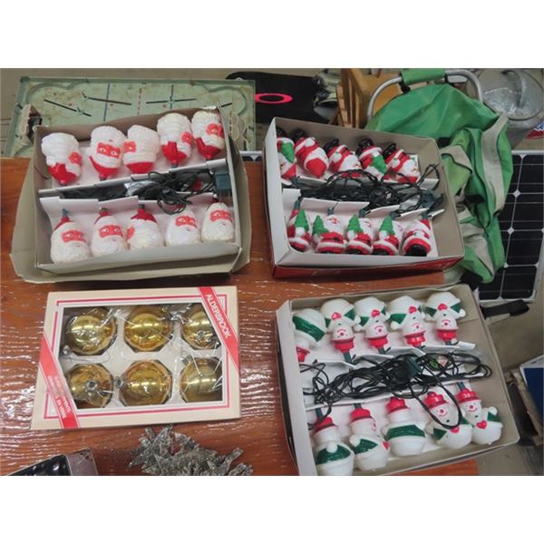 4 Boxes Vintage Christmas Lights & Bulbs Plus