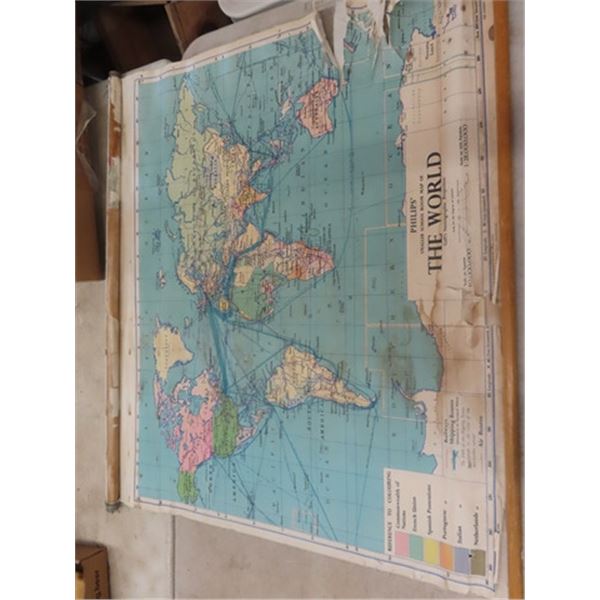 1952 Roll Up Map of The World 42" x 36"