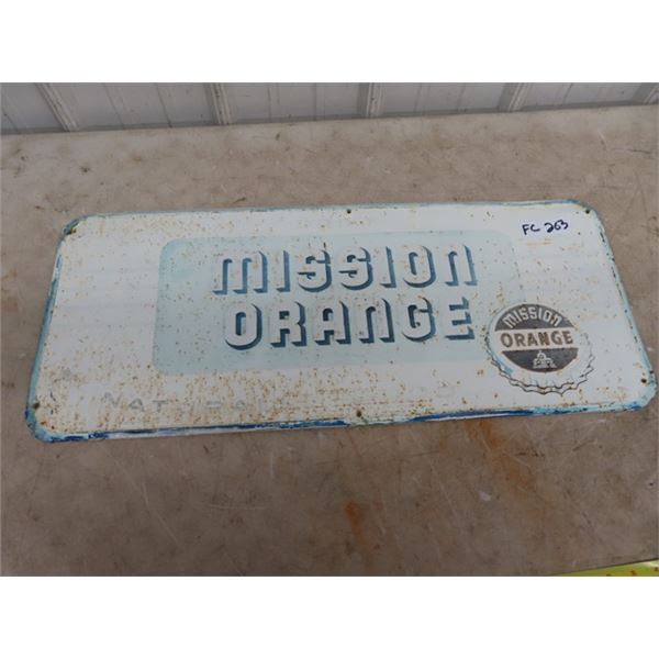 Metal Mission Orange Sign 12" x 29"