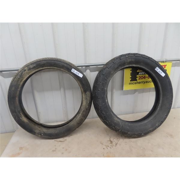 2 Motorcycle Tires 1) 130/90B 17.74 & 1) 100/90 18.56