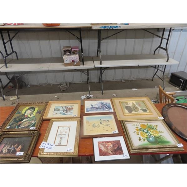 10 Framed Pictures/ Vintage Wooden Frame
