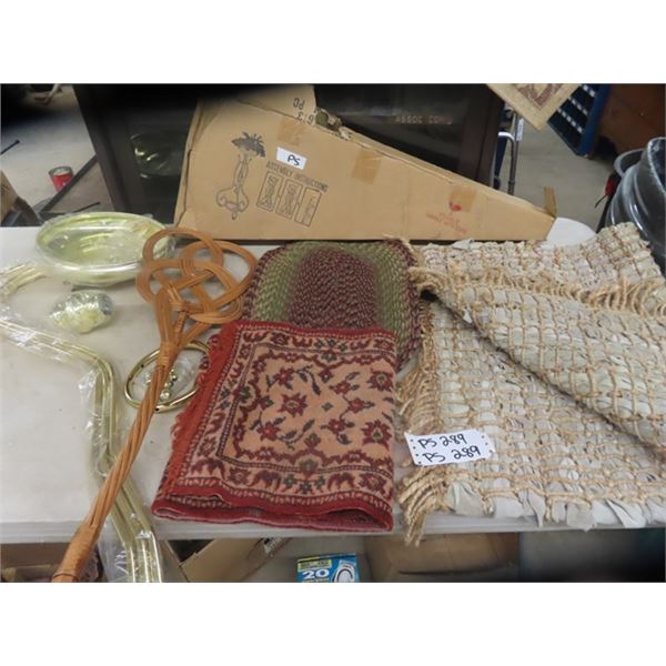 (PS) 3 Carpets, Wicker Wall Decor, New Brass Plant Stand