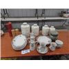 Image 1 : (PS) Ceramic Cannisters, Plates, Bowls, Cups & Wooden S & P Shaker