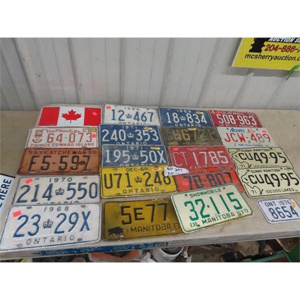 (PP) 20 License Plates,Cdn & Various Provinces 1950 & Up