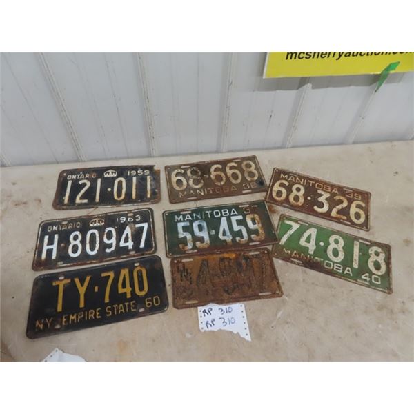 Approx 8 License Plates 1922 - 1963