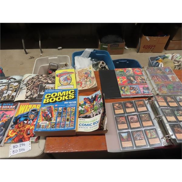 (BD) 2 Binders Full of Comic Trading Cards, 4 Books on Comic Prices & 3 Large Comic Books