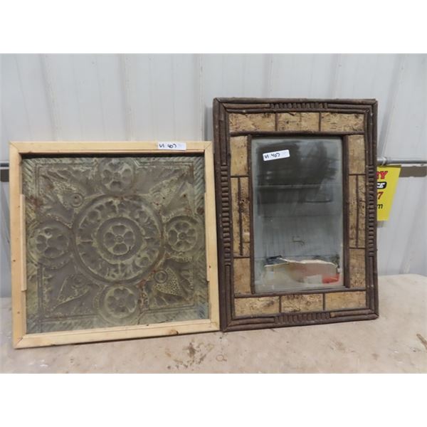 Cabin Mirror 22" x 30" & Metal Ceiling Tile 25" x 25"