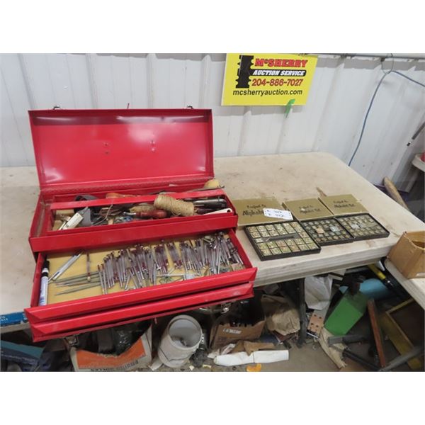 Metal Tool Box w Stencils, Leather Working Tools