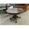 Image 1 : (BD)  Oak Pedestal Table 44"RD w 4 Extra Leaves Each 8..5" , Table Split Pedestal w Claw Feet