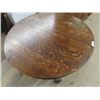 Image 2 : (BD)  Oak Pedestal Table 44"RD w 4 Extra Leaves Each 8..5" , Table Split Pedestal w Claw Feet
