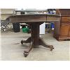 Image 4 : (BD)  Oak Pedestal Table 44"RD w 4 Extra Leaves Each 8..5" , Table Split Pedestal w Claw Feet