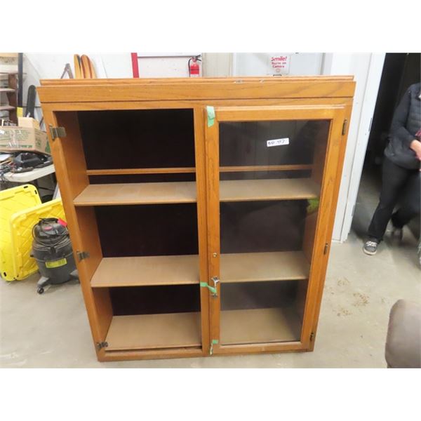 (BD) 2 Door Display Case - One Glass Off Door Missing 55  x 48  x 12 