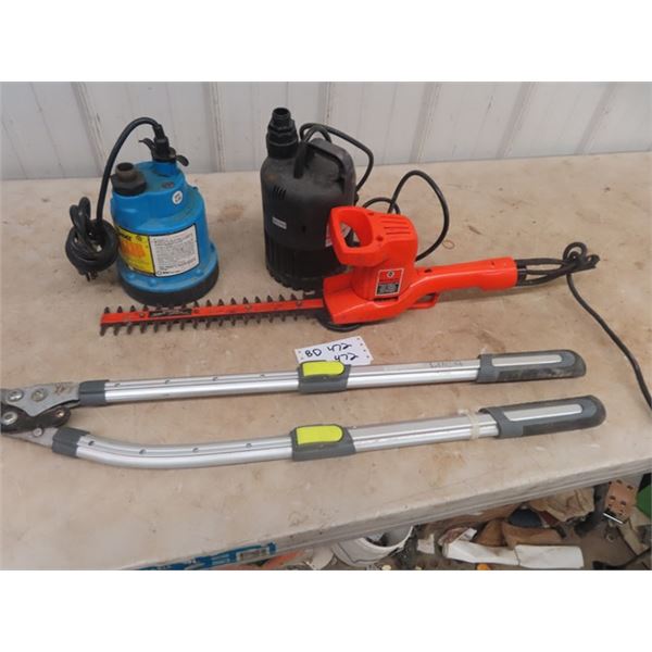 (BD) 2 Submergible Water Pumps, Elec Hesger, & Pruner