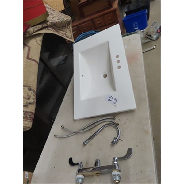 (BD) New Bathroom Sink 18.5" x 30"" Plus Taps