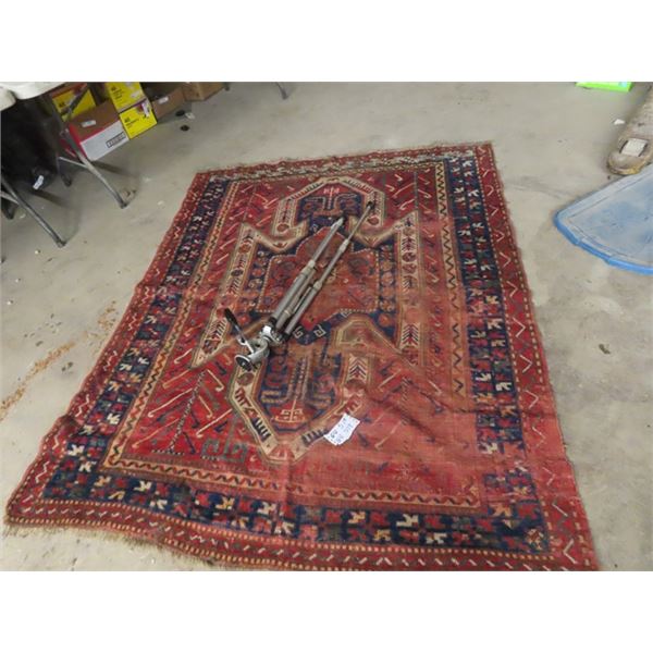 Area Rug 66" x 84" - Clean but has Some Wear & Camera Tripod