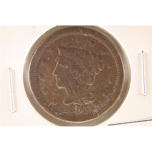 1855 UPRIGHT 5 US LARGE CENT