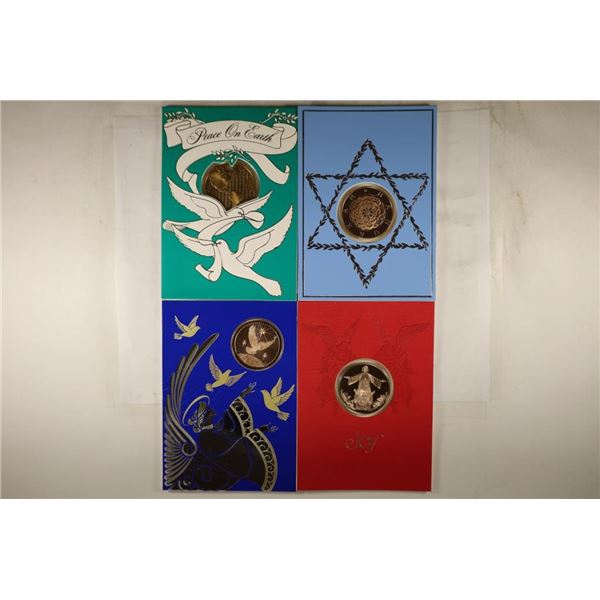 4 ASSORTED FRANKLIN MINT CHRISTMAS CARDS WITH