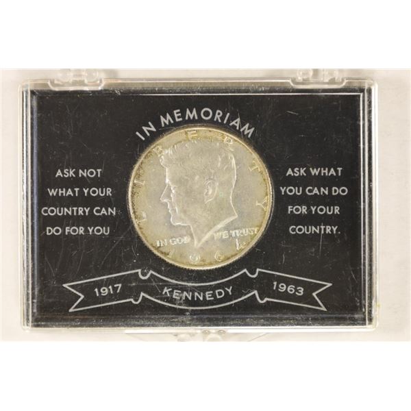 1964-D 90% SILVER KENNEDY HALF DOLLAR IN CASE