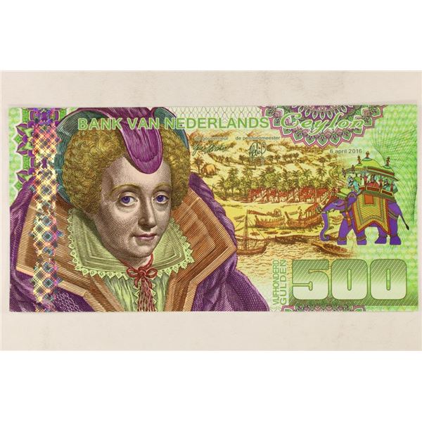 2016 CEYLON $500 GULDEN POLYMER COLORIZED