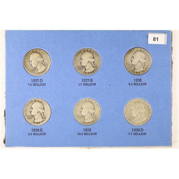 1937-D, 37-S, 38, 38-S, 39 & 39-D WASHINGTON SILV.