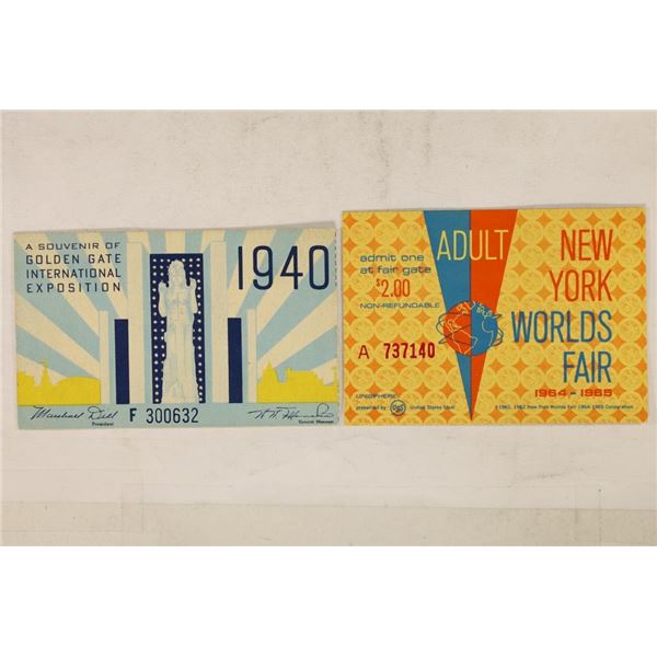 2 VINTAGE NEW YORK WORLD'S FAIR TICKETS