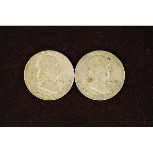 2-1963-D SILVER FRANKLIN HALF DOLLARS