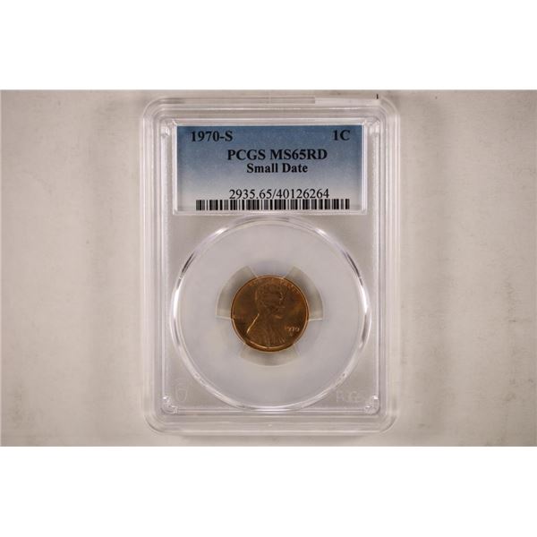1970-S SMALL DATE LINCOLN CENT PCGS MS65RD