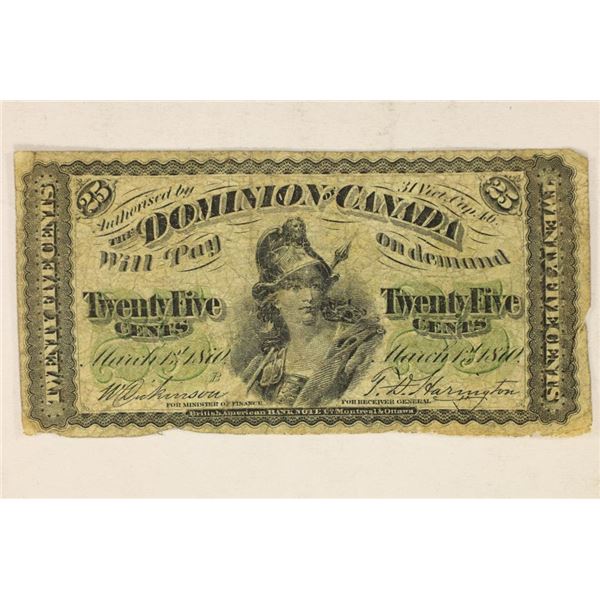 1870 DOMINION OF CANADA 25 CENT FRACTIONAL