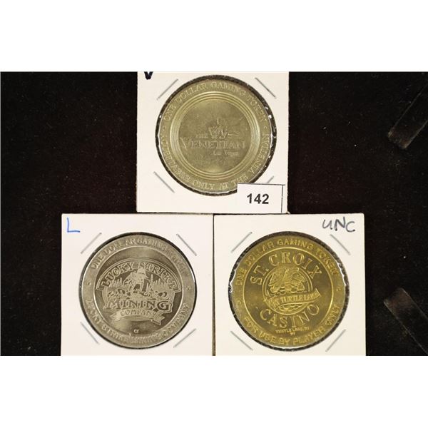3 ASSORTED $1 GAMING TOKENS THE VENETIAN
