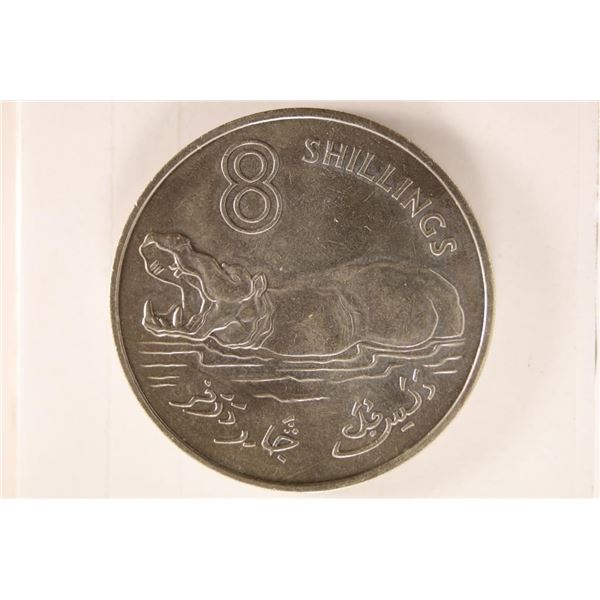1970 GAMBIA 8 SHILLINGS "HIPPO" BRILLIANT UNC