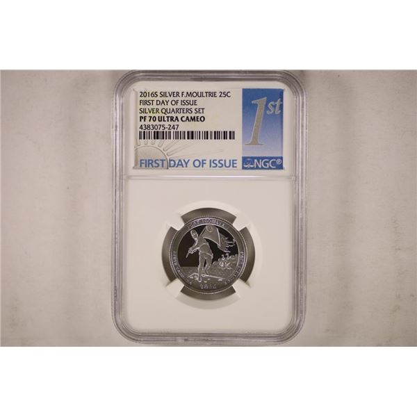 2016-S SILVER FORT MOULTRIE QUARTER NGC PF70