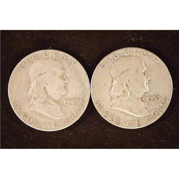 1949-S & 1953 SILVER FRANKLIN HALF DOLLARS