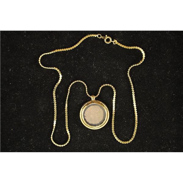 250-390 A.D. ANCIENT COIN IN GOLD FILLED NECKLACE