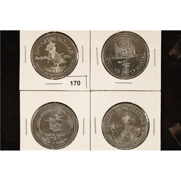 4 ASSORTED CANADA TRADE DOLLARS 1977 MACPUFFIN,
