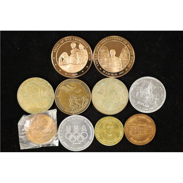 10 ASSORTED TOKENS VARIOUS SUBJECTS