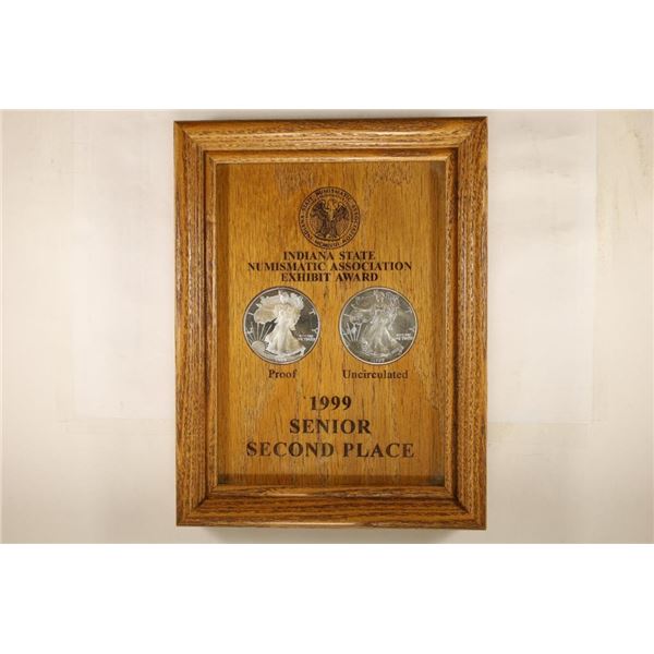 1999 PROOF & 1999 BU AMERICAN SILVER EAGLES IN