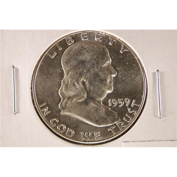 1959-D SILVER FRANKLIN HALF DOLLAR BRILLIANT UNC