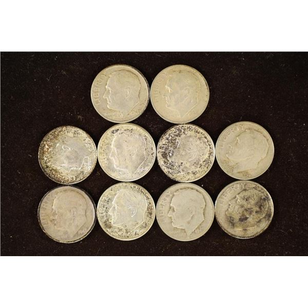 10 ASSORTED SILVER ROOSEVELT DIMES