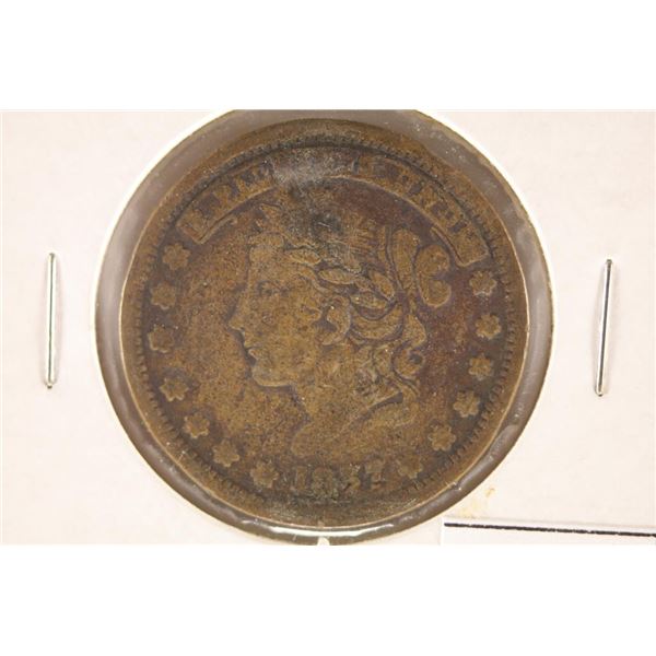 1837 HARD TIMES TOKEN NOT ONE CENT