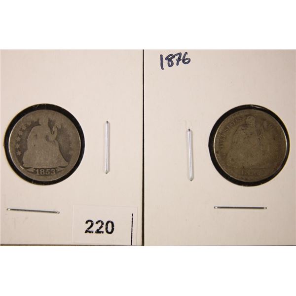 1853 & 1876 SEATED LIBERTY DIMES