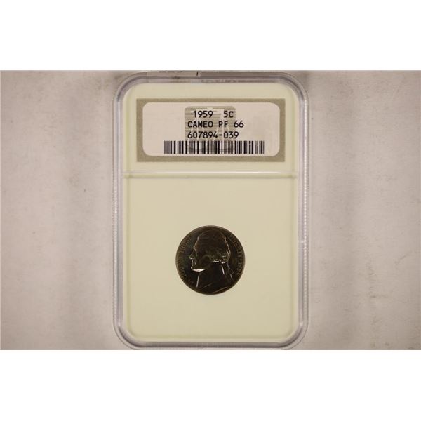 1959 JEFFERSON NICKEL NGC PF66 CAMEO