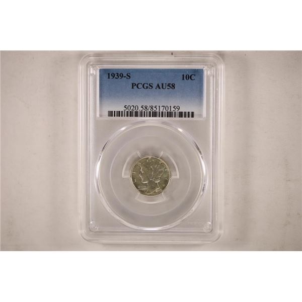 1939-S MERCURY DIME PCGS AU58