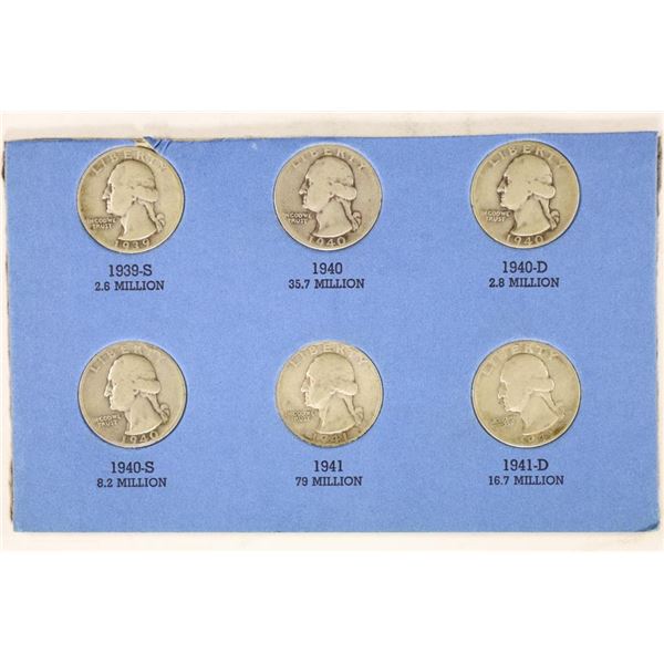 1939-S, 1940, 40-D,40-S,41 & 41-D WASHINGTON SILV