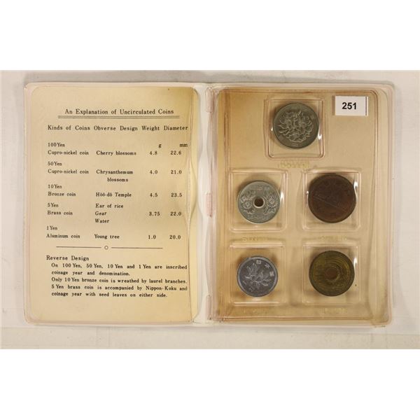 1969 JAPAN 5 COIN MINT SET, ORIGINAL MINT PACKAGE
