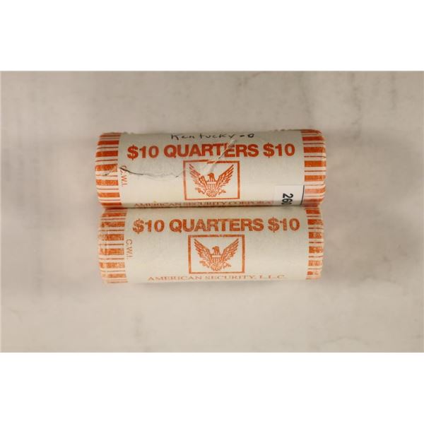 2-$10 ROLLS OF BRILLIANT UNC QUARTERS 2001-D