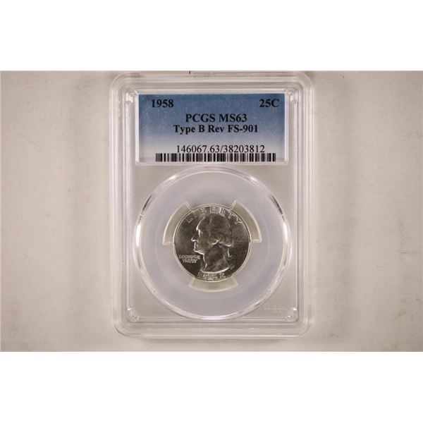 1958 TYPE B. REVERSE FS-901 WASHINGTON SILVER